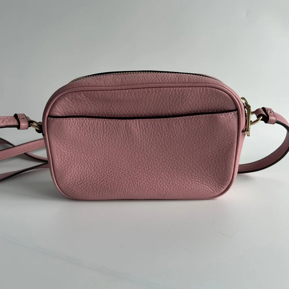 Coach Mini Jamie Powder Pink Pebbled Leather Camera Bag Excellent
